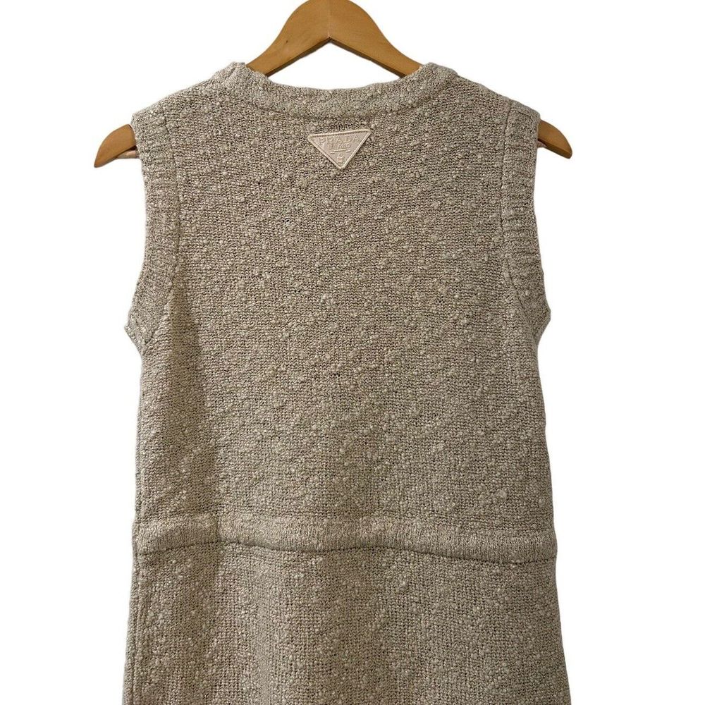 PRADA Boucle Drawstring Mini Dress NWT Small Oatmeal Brown Authentic New - Picture 12 of 16